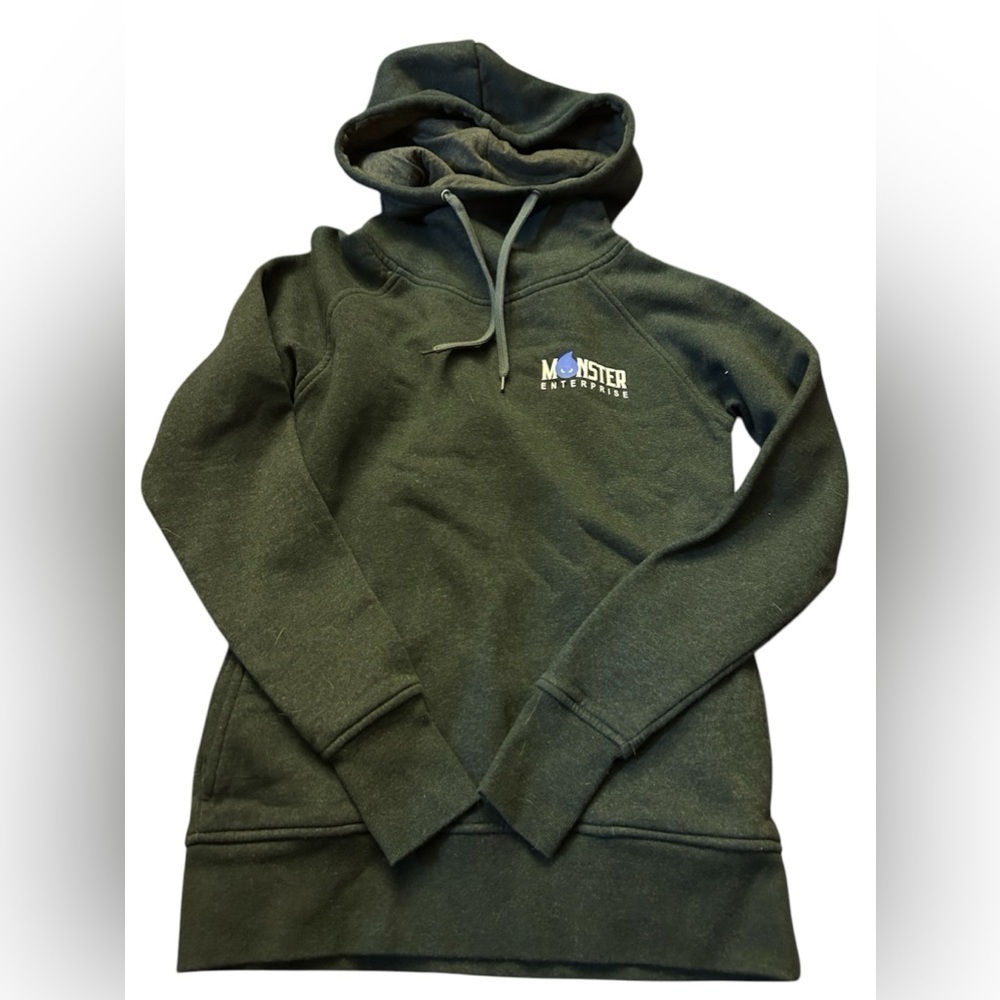 Monster Enterprises black hoodie with a cowl neck size small super cool